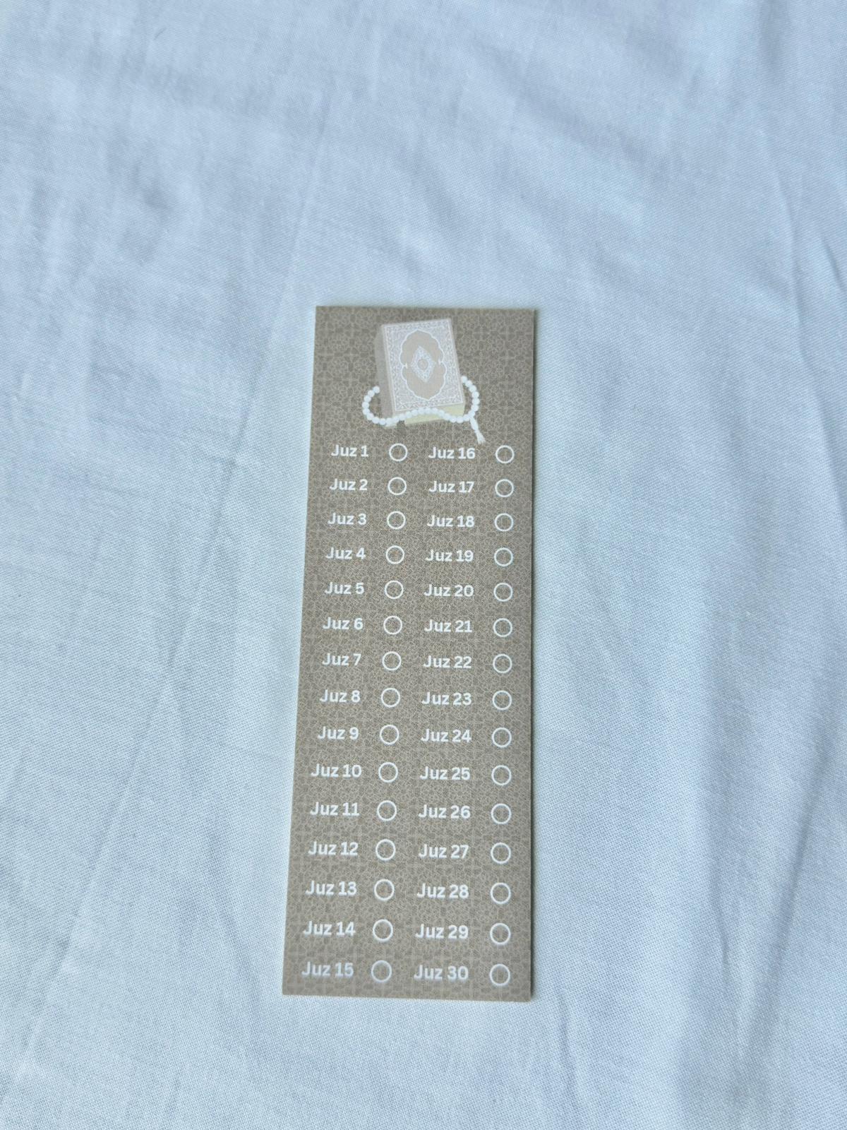 Juz Tracker Companion Bookmark