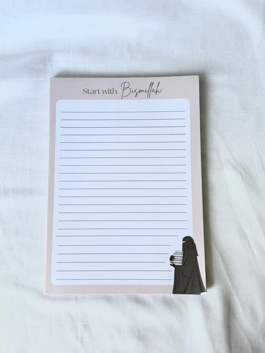 Start With Bismillah Notepads Beige and White
